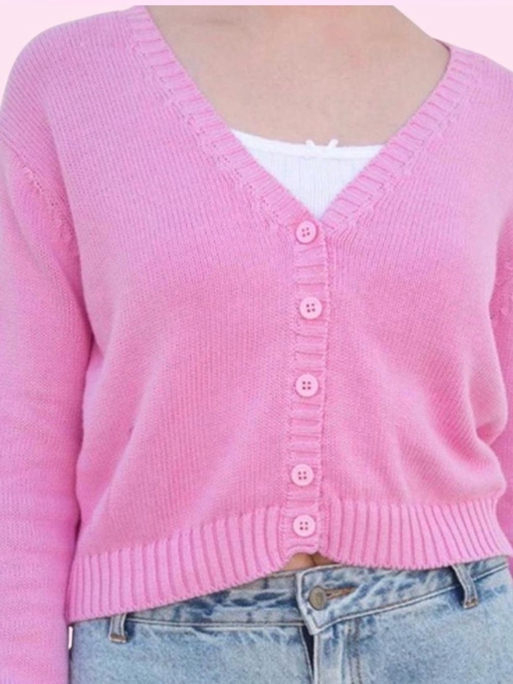 Brandy Melville Billie Cardigan in Bubble Gum Pink